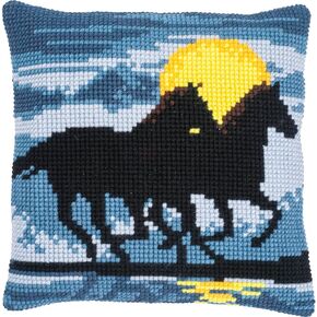 Vervaco Horses in Moonlight Pillow Cover Needlepoint Kit