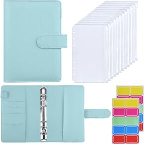 HAUTOCO Budget Binder with Zipper Envelopes Money Organizer for Cash Budgeting, Budget Planner with Cash Envelopes for Saving Money, Money Savings Binder with A6 Binder Pockets and Labels, Lavender