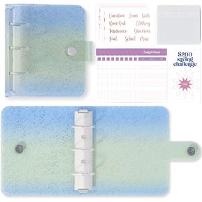 SOUL MAMA Mini Binder with Cash Envelopes - Cute Daisy Yellow A8 Binder Wallet, Money Organizer for Cash, Mini 3 Ring Binder, Clear Budgeting Planner Money Savings Binder