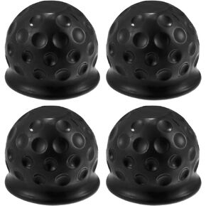 X AUTOHAUX 4PCS Trailer Ball Cover 1.97" 50mm ID Rubber Towing Hitch Ball Protector Universal for Truck RV Boat Car Black
