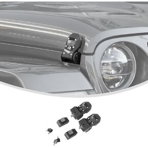 Linskip Hood Latches Aluminum Hood Locking Kit Replacement Compatible with 2018-2024 Jeep Wrangler JL 4XE & Jeep Gladiator JT, Exterior Accessories(Pair)