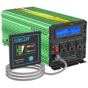 EDECOA 2000W Power Inverter 12V DC to 110V 120V AC 2000 Watts with Remote Control LCD Display USB 3 Outlets for Cars, Trucks, RVs, Rural Cabins