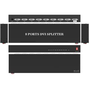 DVI Splitter 1x8 DVI 1 in 8 Out 8Port DVI Distribution Duplicator Splitter, DVI (24+5) Selector for PC Laptop DVR Projector HDTV DVI Port Devices