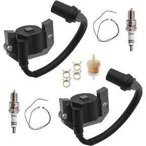 Rebuiman 21171-7034 Ignition Coils with 2pcs Spark Plugs Fit for Kawasaki FH381V FH430V FH480V FH541V FH721D FH770D Engines Replaces 21171-7007, 21171-7006, 21171-7013
