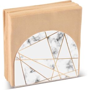 ZZKKO Napkin Holder Acrylic Luxury Gold Marble Napkin Holder for Table Kitchen Restaurant Napkin Dispenser Bathroom Paper Towel Holder Cocktail Napkin Holder