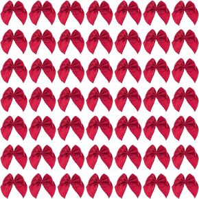 PAGOW 300pcs 1 inch Mini Red Satin Ribbon Bows Appliques Christmas Valentines Birthday Gift Ornament for DIY Craft Sewing Wedding Party Scrapbooking Making Home Decoration