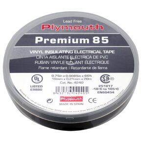 Plymouth All Weather Premium85 HD Electrical Tape, 75" x 66' Black Plastic Can