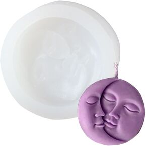 Sun & Moon Silicone Candle Molds, 3D Moon Face Silicone Soap Molds, DIY Moulds for Homemade Candle Resin Making