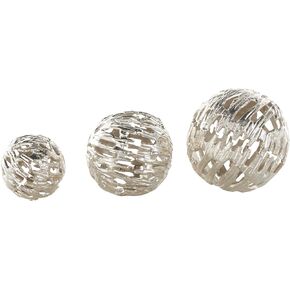 Deco 79 Aluminum Metal Abstract Metallic Cutout Orbs & Vase Filler, Set of 3 7", 6", 4" H, Silver