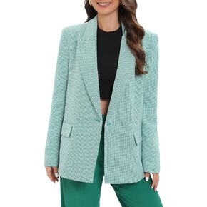 Women's Oversized Double-Breasted Suit Blazer Jacket Long Sleeve Casual Boyfriend Style Work Office Blazer with Pockets