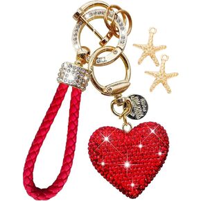 2024 Cute Key Chains for Car, Bling Heart Rhinestone Keychain for Women Bling Car Keychain for Women Girls