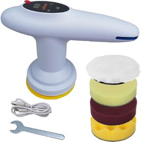 Cordless Car Polisher, 4 inch Car Buffer Polisher Kit, 12V w/ 2.0Ah Battery and Fast Charger, 2500-6000 RPM 6 Variable Speed, 4 Polishing Pads, for Car Detailing Car Scratch Repairing