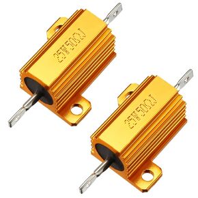 uxcell 25W 50 Ohm 5% Aluminum Housing Resistor Screw Tap Chassis Mounted Aluminum Case Wirewound Resistor Load Resistors Gold Tone 2 pcs