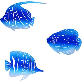 BVLFOOK Metal Wall Art Decor Octopus Crab Manta Ray Coastal Nautical Ocean Decor Concise 9'' Set of 3 Hanging Decorations for Bathroom Beach Indoor Outdoor Pool Home Bedroom Living Room Blue in Kuwait