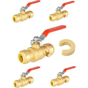 EFIELD 3/4 بوصة صمام كروي نحاسي بمنفذ كامل مناسب للدفع مع تصريف، تجهيزات سباكة للنحاس، Pex، أنابيب Cpvc