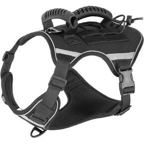 Elpdem Tactical Dog Vest,Harness for Large Medium Dogs Reflective No Pull Adjustable Pet Harness Walking Training Running,Easy Control Pet Vest for Military Use Service Dog Harnesses(Black,L)