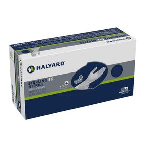 قفازات فحص خالية من البودرة من HALYARD Sterling SG Nitrile، 3.7 مل، 9.5 بوصة، رمادي، متوسط، 41659 (علبة 2500)