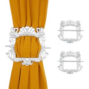 2 Pack Square Curtain Tiebacks Crystal Decorative Curtain Holdbacks Vintage Bronze Drapery Holdbacks Tiebacks Simple Style Curtain Buckles Holders for Window Decoration (Bronze Square)
