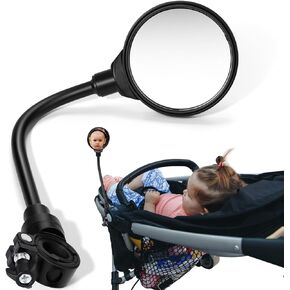 Stroller Mirror, Easily Connects Compatible with Most Toddler Strollers, Stroller Mirror to See Your Baby, for Walking, Jogging, Stroller Accessories for Interacting with Toddlers