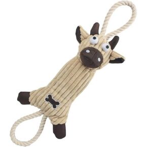 Pet Life 'Plush Pig' Eco-Friendly Natural Jute and Rope Squeak Chew Tugging Pet Dog Toy