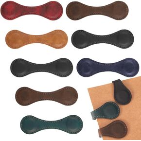 GGSTDDUP 8 Pcs Leather Magnetic Bookmarks,Retro Magnetic Bookmark Holder,Double-Sided Magnetic Buckle for Wallet,PU Leather Bookmark Gift Suitable for Reading Lovers