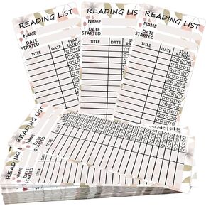 50 Pcs Reading List Bookmark Tracker 3x8 Inch Personal Libraries Cards Book Tracker Reading Page Cards Book Reading Log for Reading Student Lover Readers Literary Gifts,Book Accessories Thick Material