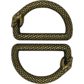 D Rings for Bags 5x32x18mm Antique Brass Alloy Non Welded Dee Ring Buckle with Serpentine Pattern, Metal D Rings Loop for Belts Bags Lanyard Leathercraft DIY Craft,D-Ring