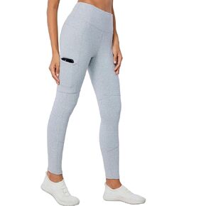 Light Grey Leggings for Women, High Waisted Yoga Workout Pants with Pockets, 26" Inseam, Tummy and Hip Lift