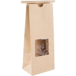 كرافت 1 رطل. حقيبة مخبز من القصدير مع كيس قهوة بنافذة مربعة - 25 عبوة من Premium Tin Ties من A1 Bakery Supplies in Kuwait