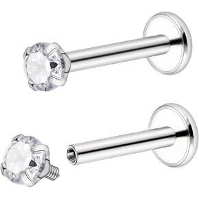 Xwnskvvz 16g/18g/20g Titanium Internally Threaded Screw CZ Crystals Stud Piercing Jewelry for Nose/Lip/Medusa/Labret/Tragus/Helix/Conch/Cartilage - Nose Rings Studs Tragus Earring for Women Men