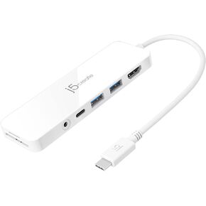 j5create USB-C Mini Hub - 4K HDMI, 2 x USB 3.1 5Gbps, microSD & SD Card Reader, 3.5mm Audio Jack, 60W PD Pass-Through Charging (JCD373) in Kuwait