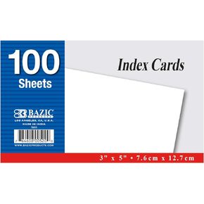 BAZIC Blank Index Cards 3" X 5" 3600 Count, White Unruled Flashcards, Flash Card for Learning Memory Reminder (100/Pack), 36-Packs