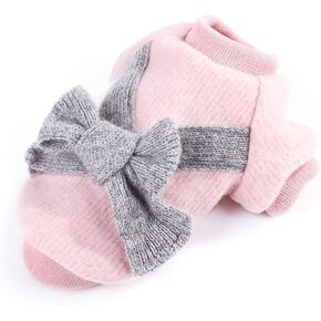 Cute Pet Puppy Cat Warm Jumper Sweater Bow Knitwear Coat Apparel Clothes Sweatershirt Winter Flannel Small Dog Chihuahua Yorkshire Hoodie Clothes Dog Jacket (S, Gray)