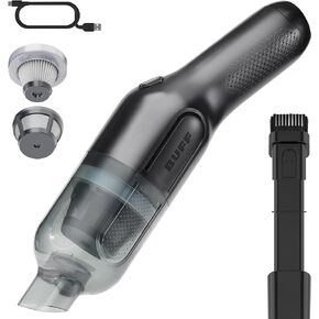 BUFF Cordless Handheld Vacuum, Rechargeable Car Vacuum Cleaner with Combo Crevice and Brush Tool Included, for Home, Office, Car, Pets - Black