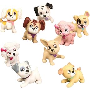 Dog Figurines Playset, 9 Pcs Realistic Detailed Puppy Figures Fairy Garden Miniature Dog Figurines Collection Playset Cake Toppers Christmas Birthday Gift