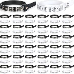 Xuhal 100 Pack Plastic Ring Sizer Bulk Reusable Finger Size Gauge Measure Plastic Ring Measurement Tool Jewelry Ring Sizing Kit Finger Measurer for Men and Women, 1-17 USA Rings Size White and Black