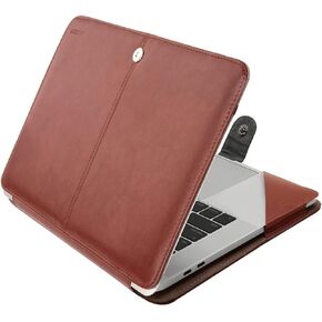 MOSISO Compatible with MacBook Pro 16 inch Case 2020 2019 Release A2141 with Touch Bar Touch ID, PU Leather Portfolio Protective Case Stand Cover Sleeve, Brown