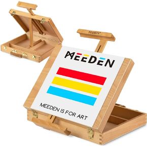 MEEDEN Sketchbox Tabletop Art Easel, Adjustable Beechwood Storage Box for Painting