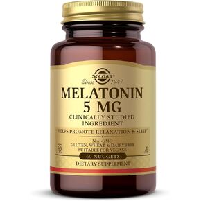 Solgar Melatonin 5 mg - 60 Nuggets - Helps Promote Relaxation & Rest - Non-GMO, Vegan, Gluten Free, Dairy Free, Kosher - 60 Servings