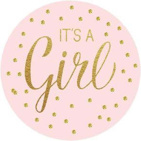 2" Pink and Gold It's a Girl Baby Shower Favor Stickers - 50 Labels