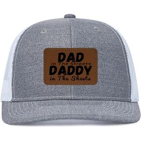 Dad Hat Adjustable Leather Patch Baseball Cap Mesh Trucker Hat Golf Hat Gifts for Dad Grandpa Husband