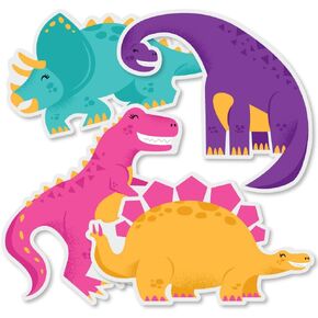 Big Dot of Happiness Roar Dinosaur Girl - T-Rex, Triceratops, Stegosaurus and Brontosaurus Decorations DIY Dino Mite Baby Shower or Birthday Party Essentials - Set of 20