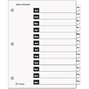 Cardinal OneStep Index System, 12-Tab, Monthly, White, 1 Set (60313)