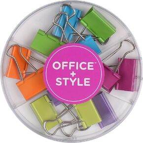 Medium Sized Binder Clips with Clear Plastic Storage Container - 12 Pieces - Large (Pack of 2)