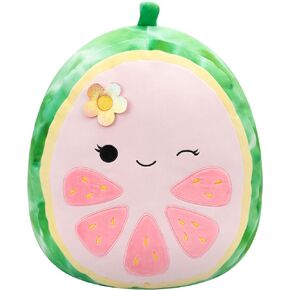 Squishmallows Original 16-Inch Lena Pink Guava Fruit with Flower - Official Jazwares Large Plush