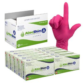 Dynarex AloeSkin Nitrile Exam Gloves with Aloe, Powder-Free, Disposable Gloves with Aloe Vera for Dry Hands, Magenta, Large, 1 Case of 1000 Gloves - 10 Boxes of 100 Gloves