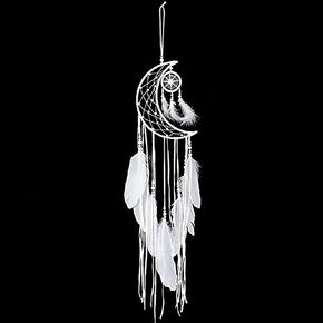 Dream Catcher, Hollow White Dream Catcher Handmade Dream Catcher Moon Shaped Dream Catcher Car Home Office Wind Chimes Decor Wall Decor