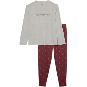 Original Penguin Men's Jersey Long Sleeve Shirt and Joggers Set, Tawny Port/Lgh, Medium in Saudi Arabia