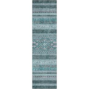 Addison Rugs Chantille ACN714 Teal 2'3" x 7'6" سجادة للمدخل الداخلي والخارجي، سهلة التنظيف، يمكن غسلها في الغسالة، لا تساقط، سجادة منطقة المطبخ للحمام والفناء والغسيل وسجادة غرفة النوم