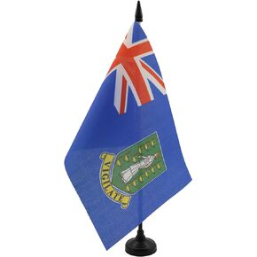 AZ FLAG British Virgin Islands Table Flag 5'' x 8'' - Virgin Islander Desk Flag 21 x 14 cm - Black Plastic Stick and Base
